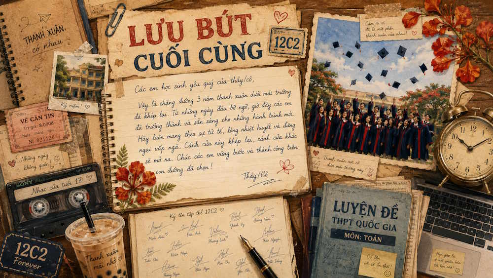 Thư chia tay lớp 12 phong cách scrapbook vintage