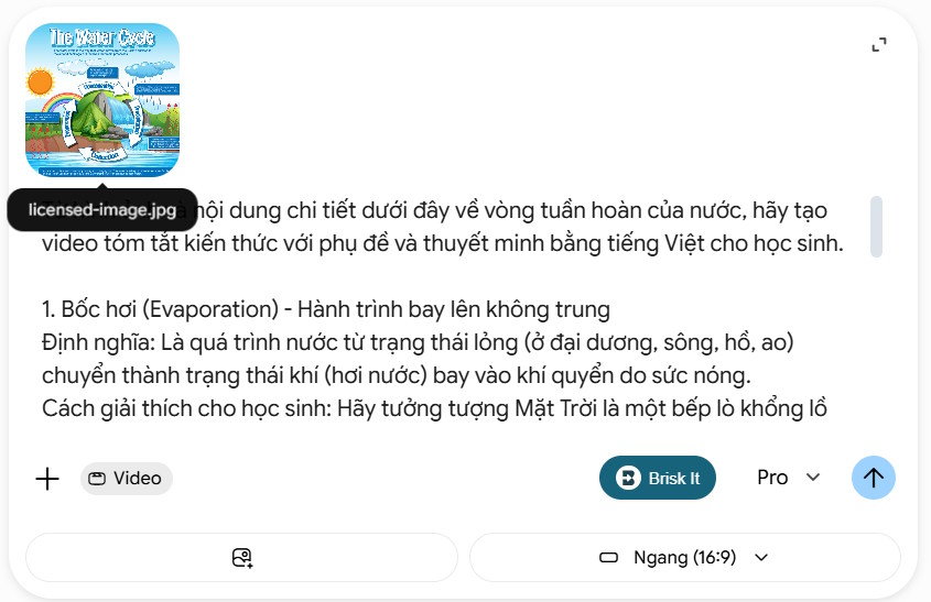 Lệnh tạo video tóm tắt kiến thức trên Gemini