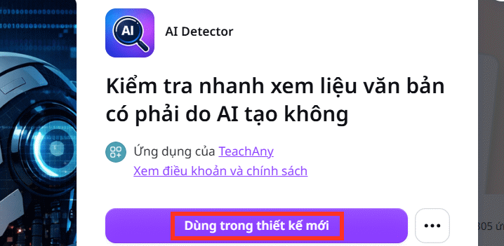 Sử dụng ứng dụng AI Detector Canva AI