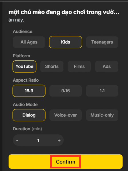 Thiết lập tạo video trên Anijam