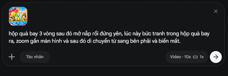 Câu lệnh tạo video hộp quà mở nắp trên Flow