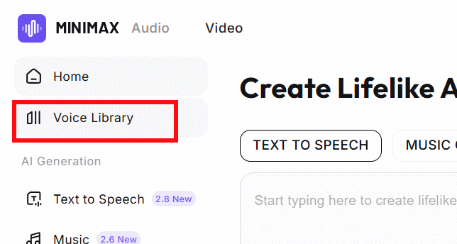 Voice Library trên Minimax Audio