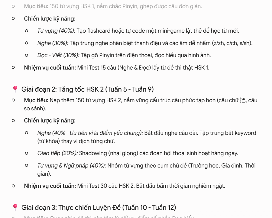Tạo kế hoạch luyện thi HSK thông minh theo mục tiêu cá nhân