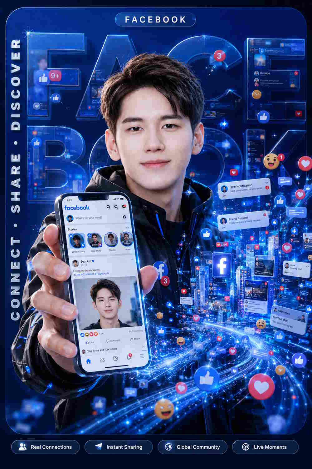 Tải poster 3D Facebook 