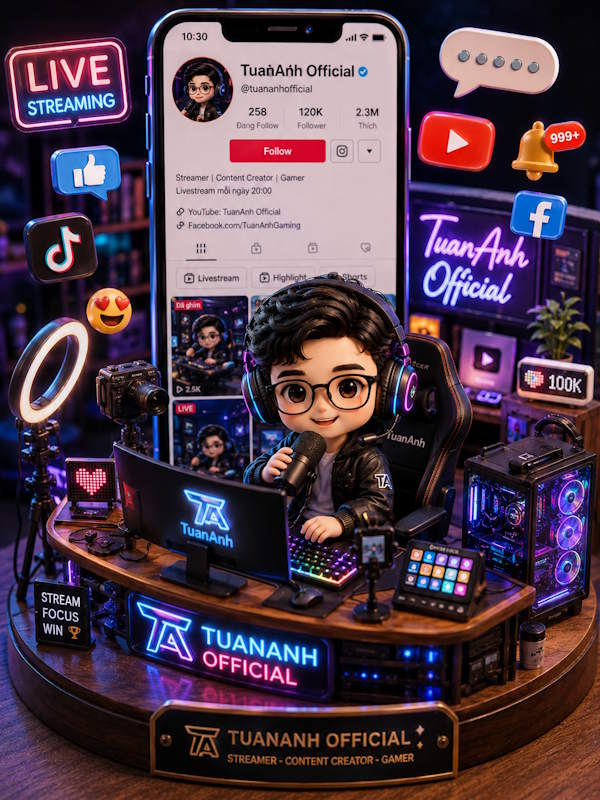 Prompt tạo ảnh chibi 3D fanpage cho content creator