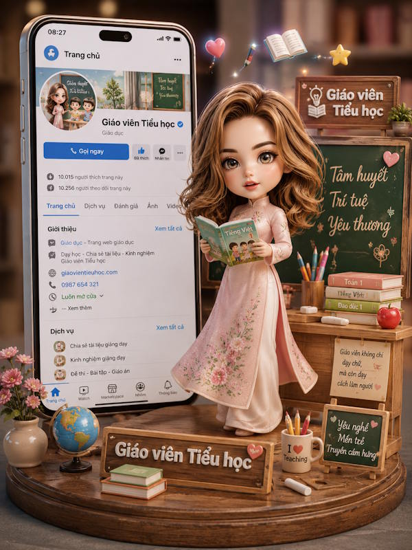 Prompt ảnh chibi 3D fanpage cho giáo viên