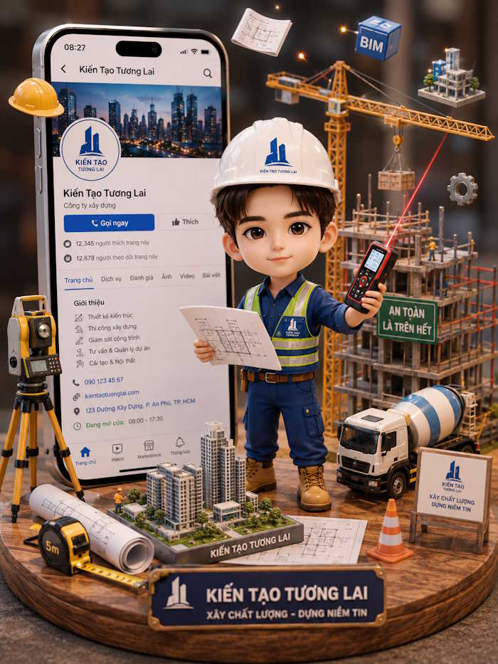 Câu lệnh tạo ảnh chibi 3D fanpage cho kỹ sư xây dựng