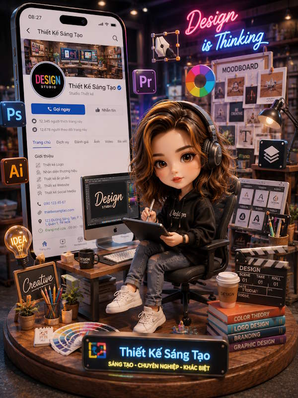 Câu lệnh tạo ảnh chibi 3D fanpage cho thiết kế đồ họa