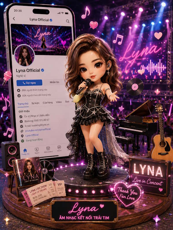 Câu lệnh tạo ảnh chibi 3D fanpage cho ca sĩ
