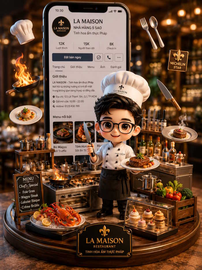 Tạo ảnh chibi 3D fanpage cho đầu bếp