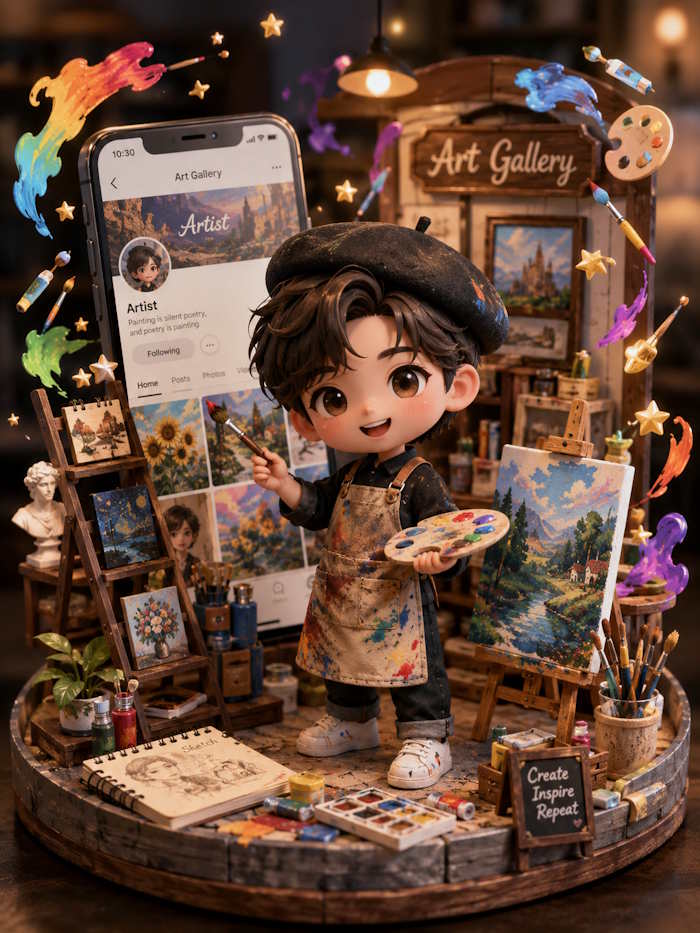 Ảnh chibi 3D fanpage cho họa sĩ
