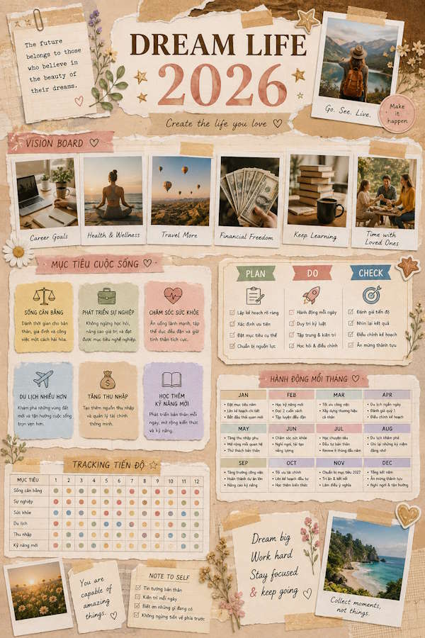 Tạo ảnh mục tiêu phong cách Dream Life Collage