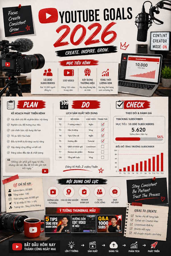 Tạo ảnh mục tiêu phong cách Content Creator Desk