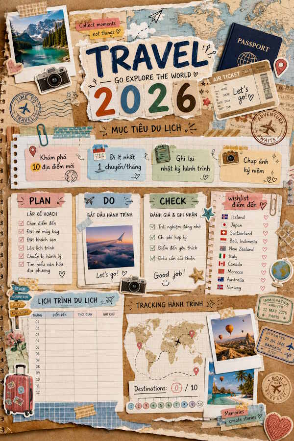 Ảnh mục tiêu phong cách Travel Scrapbook