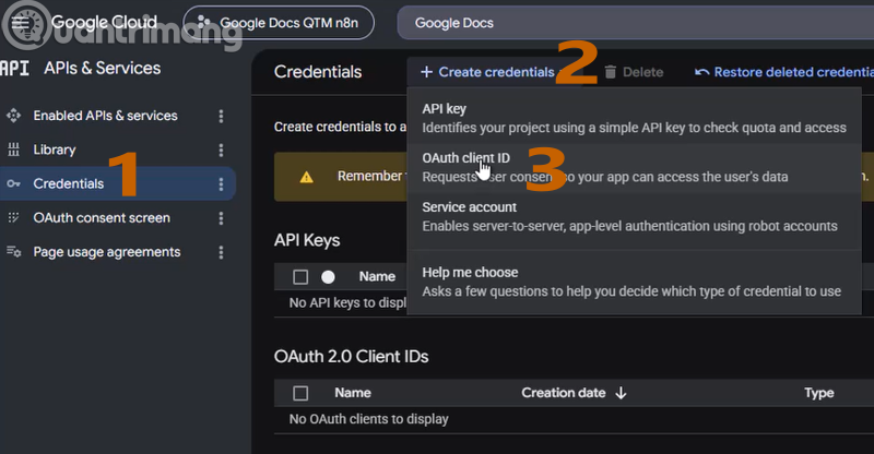 cách kết nối google docs vào n8n