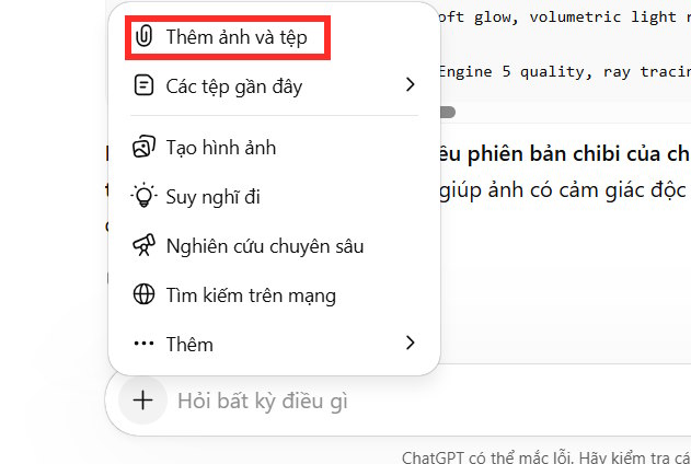 Tải hình ảnh lên ChatGPT