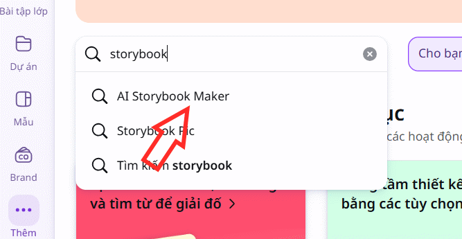 Tìm ứng dụng tạo storybook AI