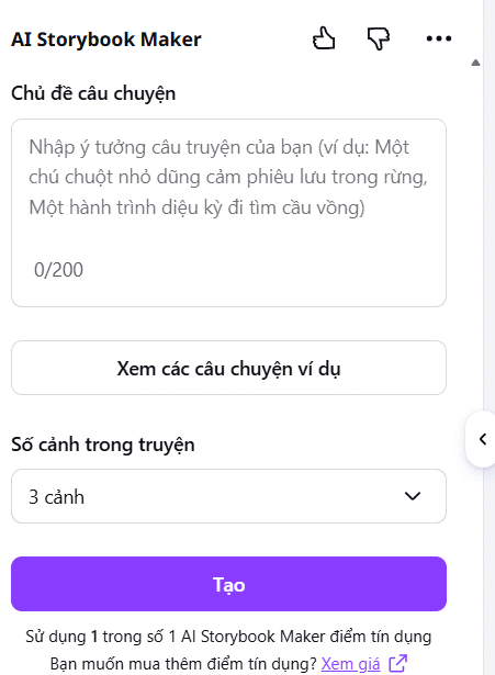 Giao diện AI Storybook Maker tạo storybook Canva