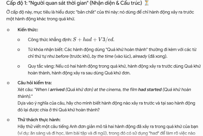 Prompt tạo thử thách học tập theo cấp độ