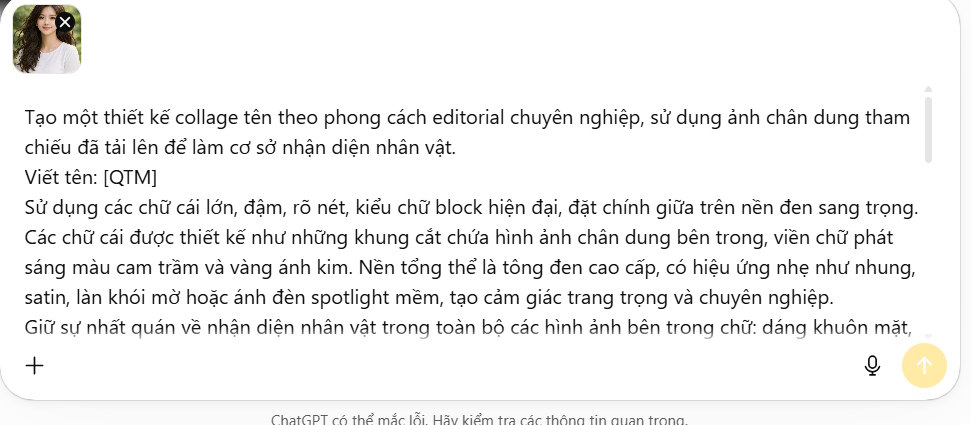 Câu lệnh tạo ảnh chân dung thương hiệu cá nhân Typography