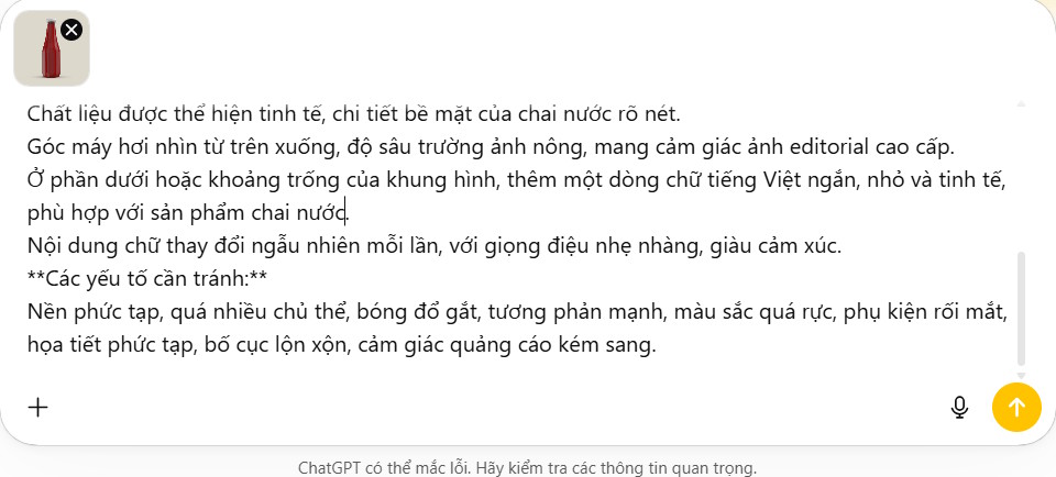 Câu lệnh tạo ảnh poster sản phảm cao cấp lên ChatGPT