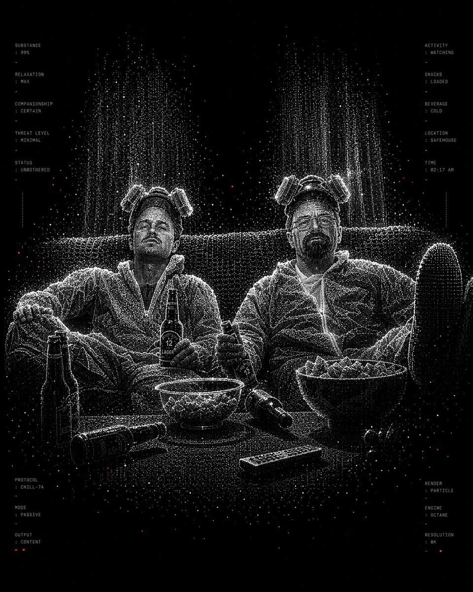 Prompt biến đổi ảnh theo phong cách nghệ thuật render hạt đơn sắc