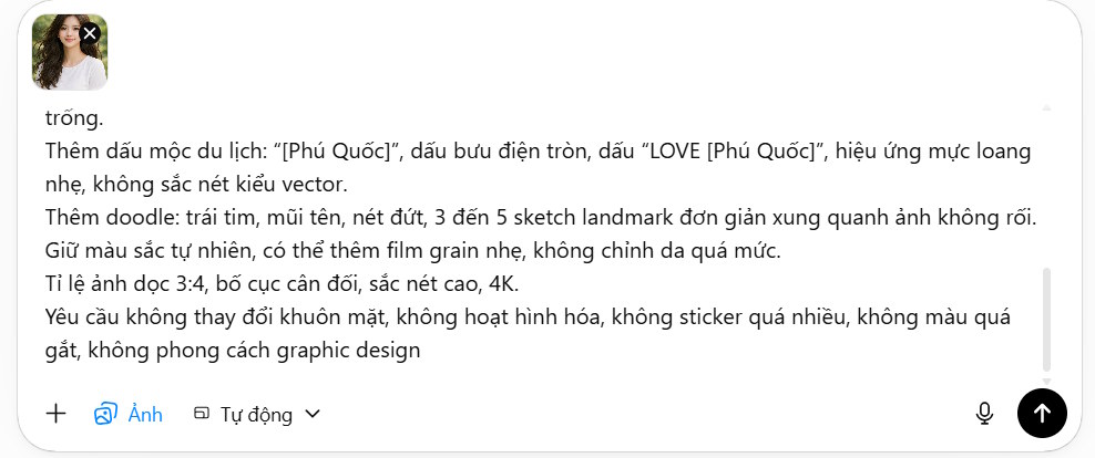 Lệnh tạo ảnh du lịch