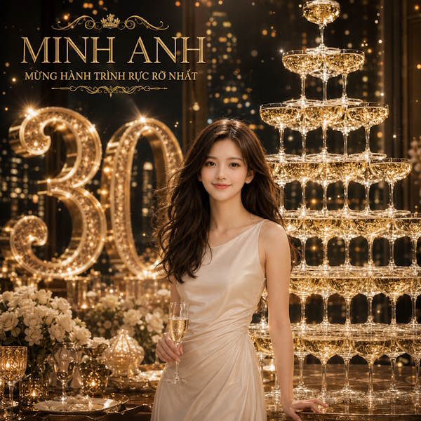 Ảnh sinh nhật chủ đề dạ tiệc Champagne