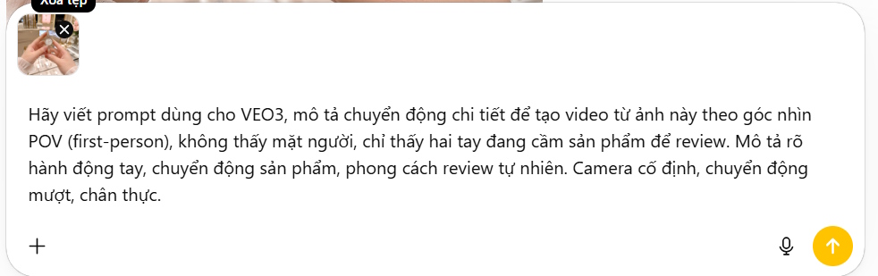 Nhập lệnh tạo prompt làm video review 