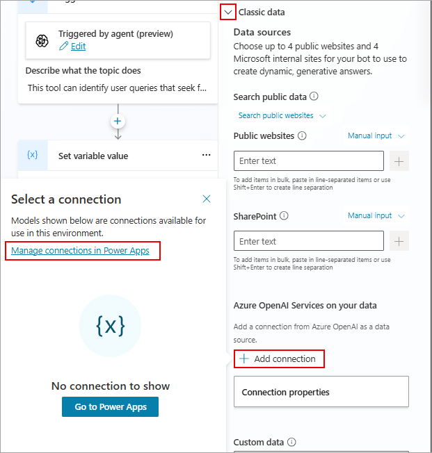 Liên kết đến giải pháp Power Apps cho service Azure OpenAI.