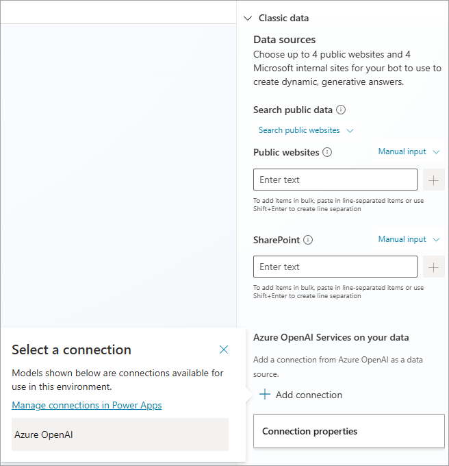 Kết nối với kết nối Azure OpenAI mới được thêm vào.