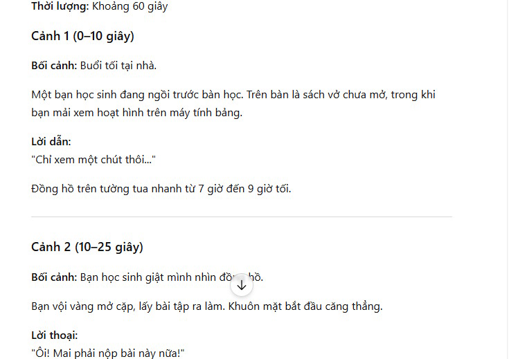 Prompt tạo video tình huống học sinh gặp hàng ngày