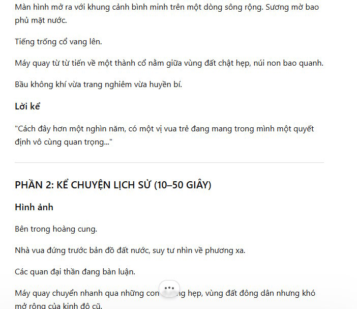 Video mở đầu tình huống lịch sử hoặc nhân vật