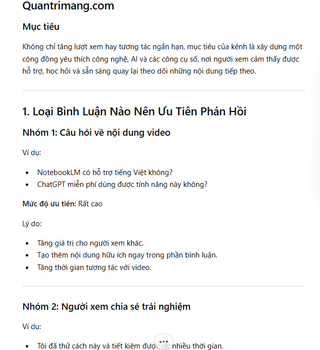 Prompt số 8. Công cụ xây dựng chiến lược tương tác bình luận