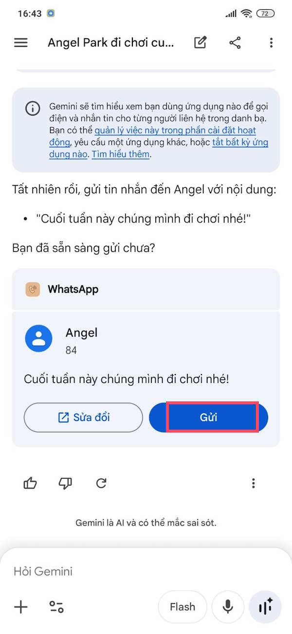 Chỉnh nội dung tin nhắn WhatsApp