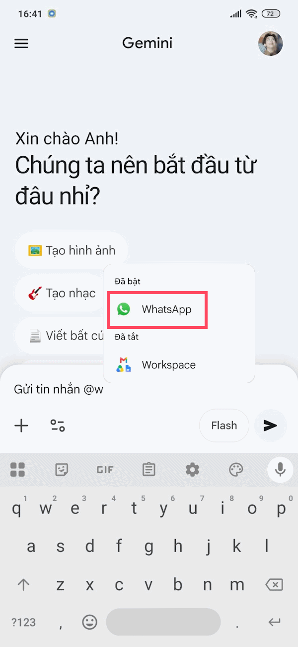Chọn gửi tin nhắn trên WhatsApp