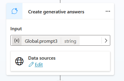 Node Create generative answers với các nguồn kiến ​​thức đã chọn.