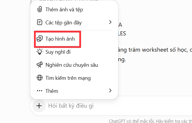 Chế độ tạo hình ảnh