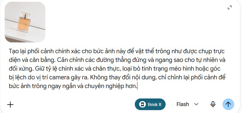 Prompt chỉnh lại góc chụp sản phẩm bị lệch