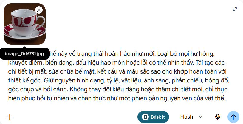 Prompt phục hồi ảnh vật thể bị hư hại