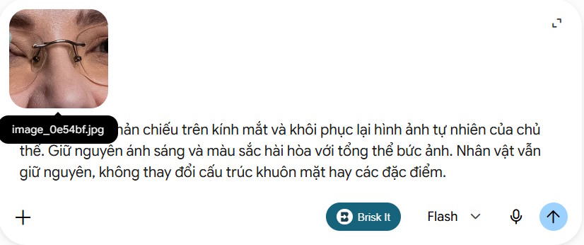 Prompt xóa bóng phản chiếu trên kính