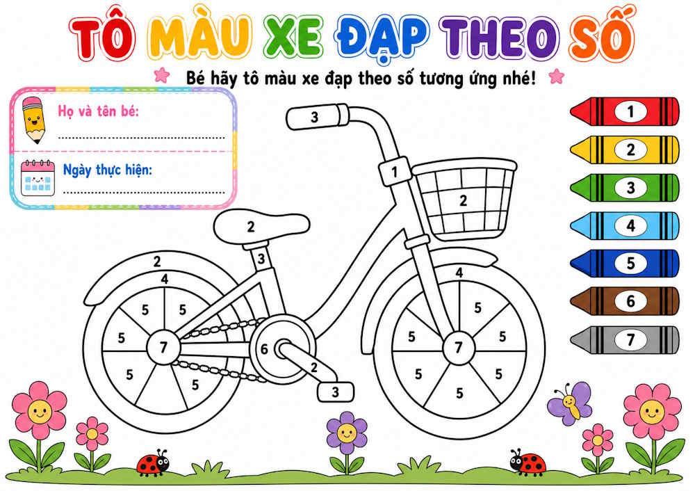 Tranh tô màu theo số xe đạp