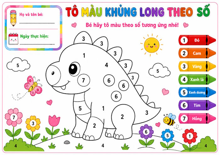 Tranh tô màu khủng long