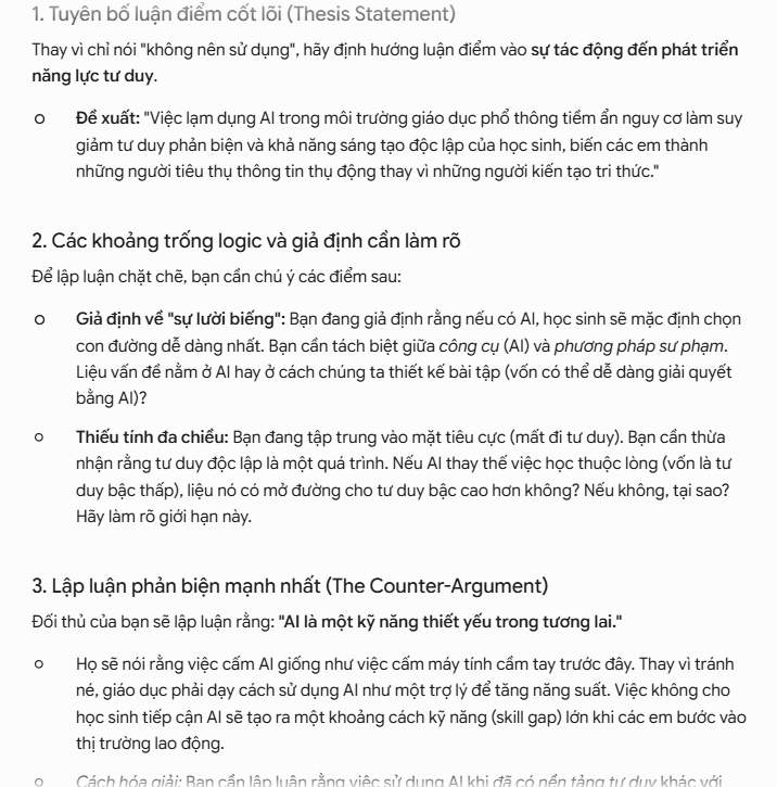 Prompt hoàn thiện lập luận