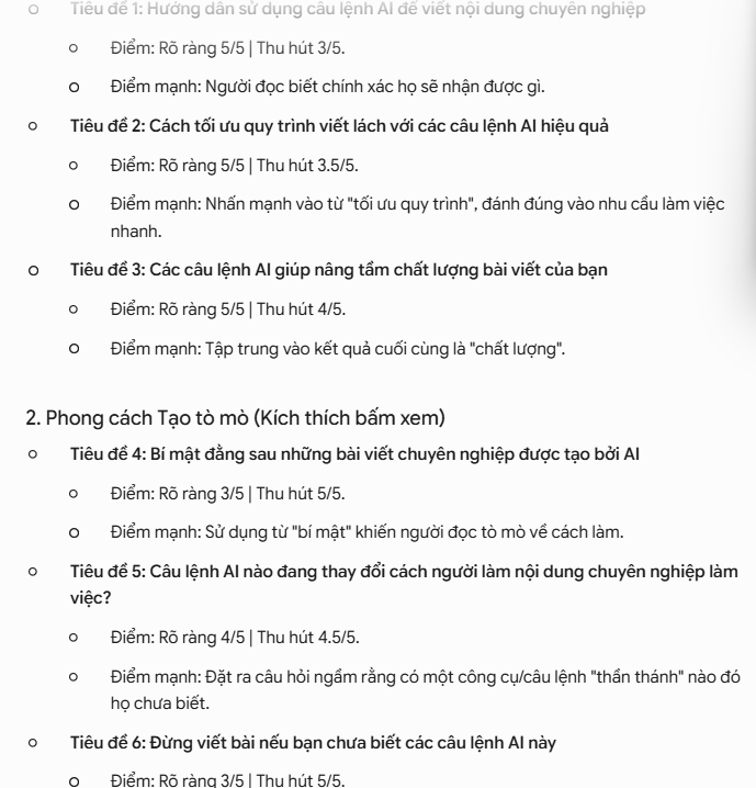 Prompt tạo tiêu đề thu hút