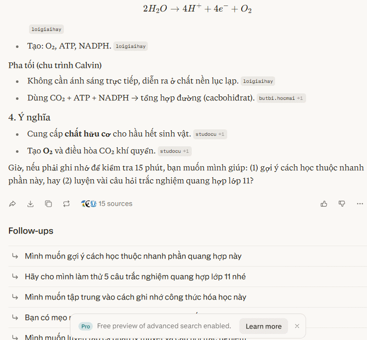 Triển khai kiến thức bằng Learn Step by Step Perplexity