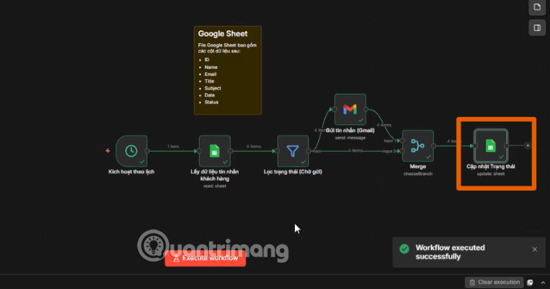 n8n gửi email tự động