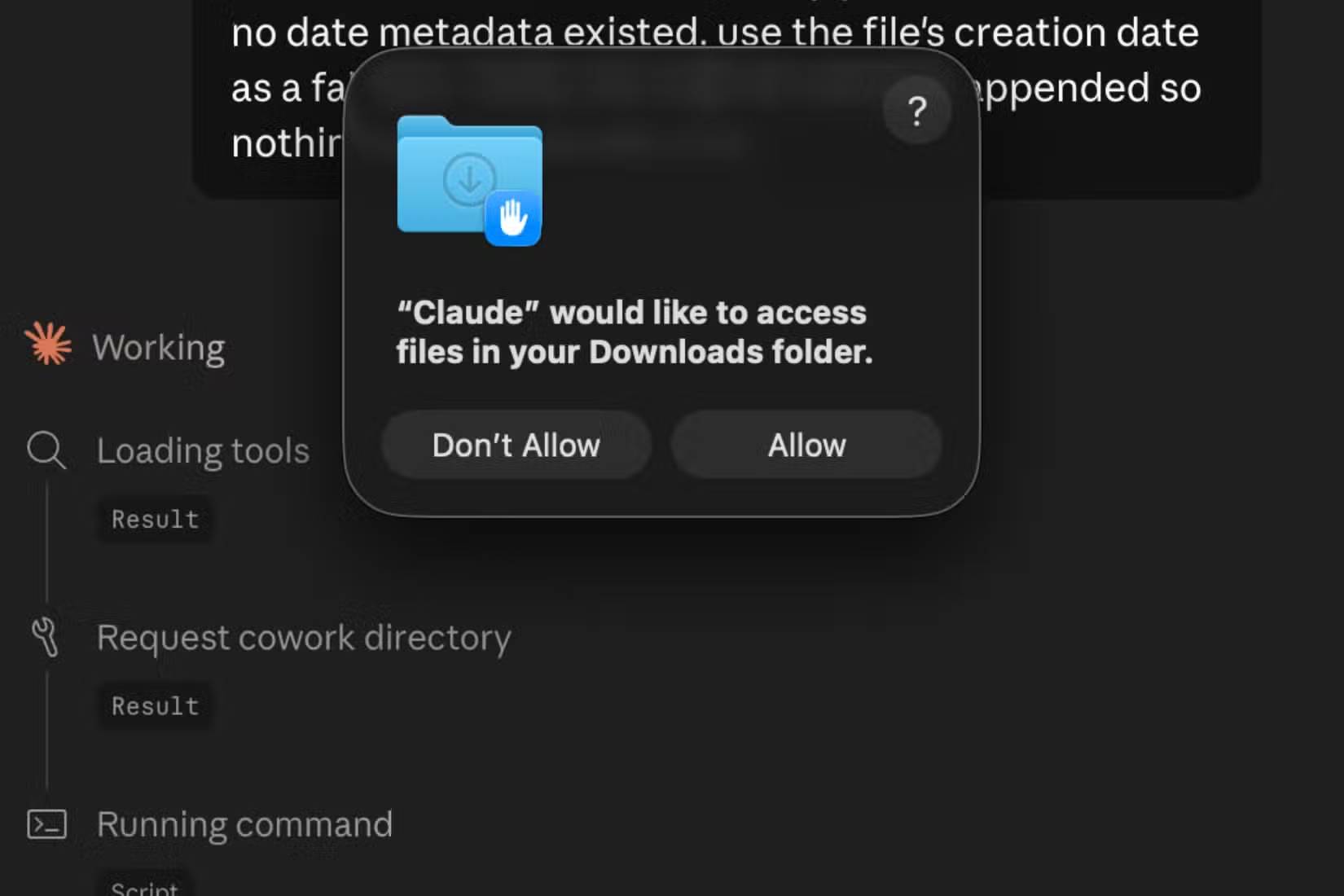 Quyền truy cập thư mục Downloads của Claude Cowork