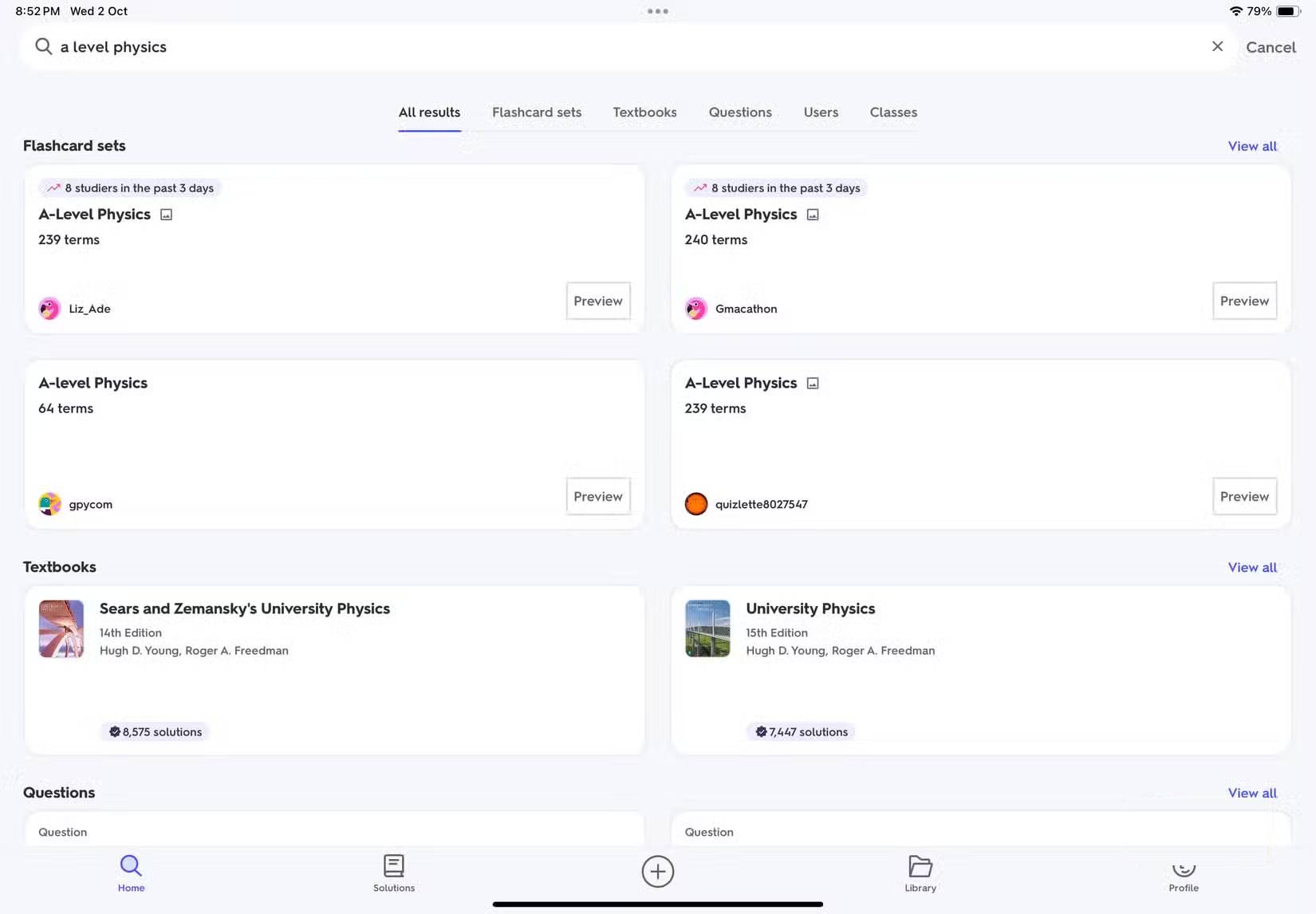 Bộ flashcard Vật lý trình độ A được tạo sẵn trên Quizlet