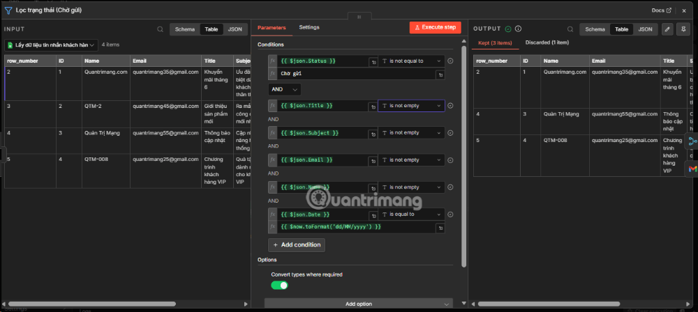 n8n gui email tu dong